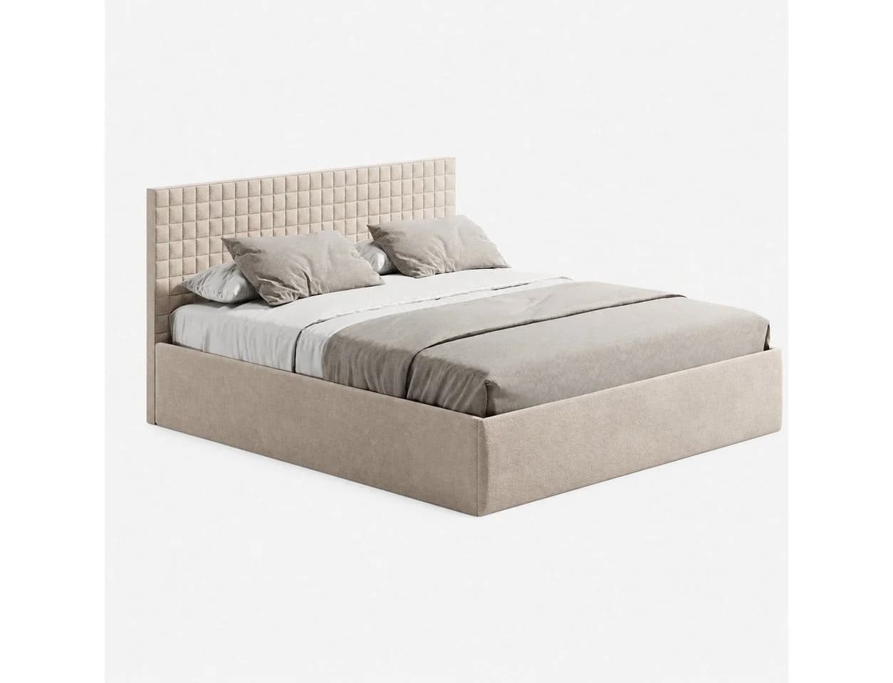 Home Collective Polsterbett mit Bettkasten & verstellbarem Lattenrost Beige