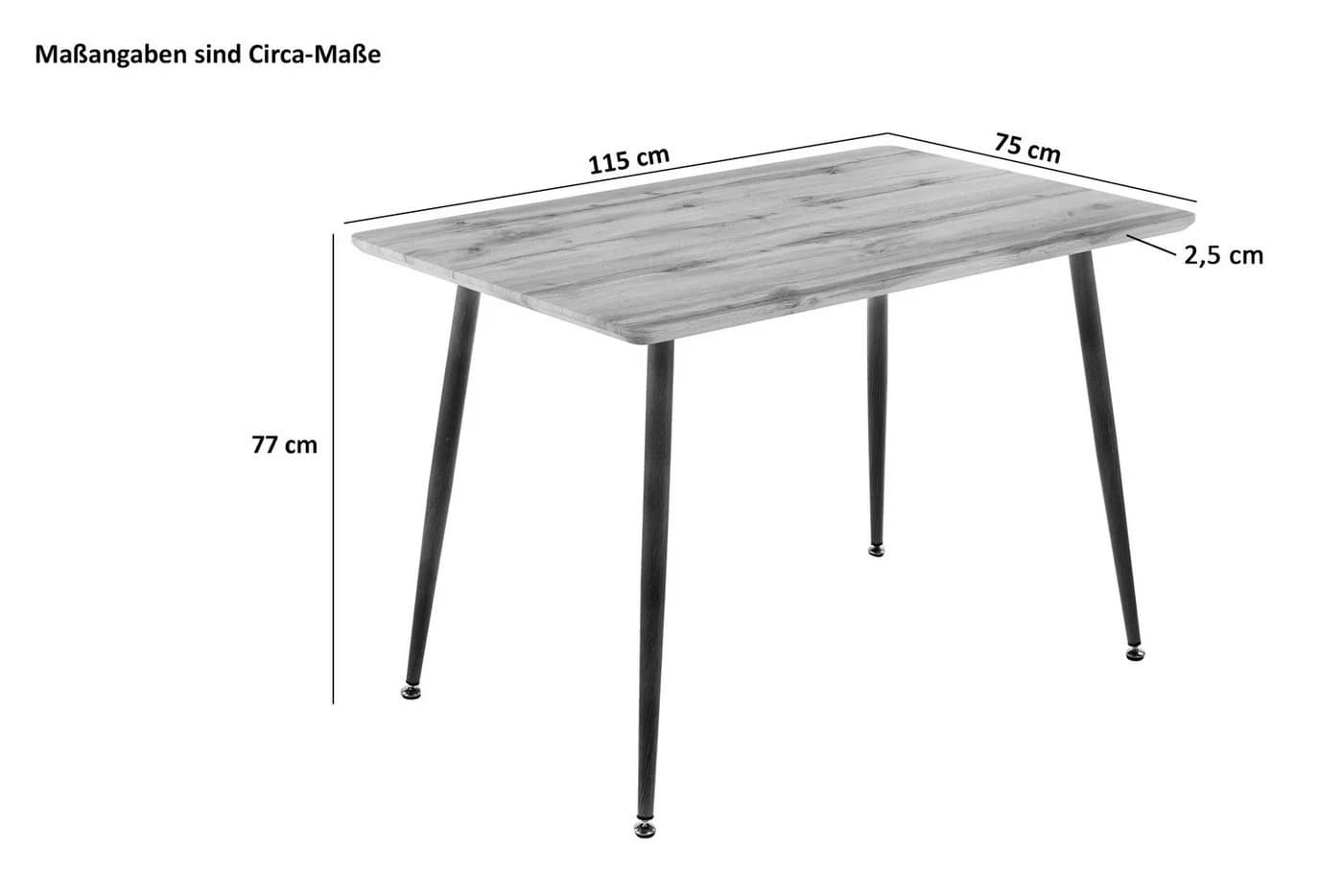 SAM Esstisch Olivia Wildeiche-Optik 4-Fuß-Metallgestell