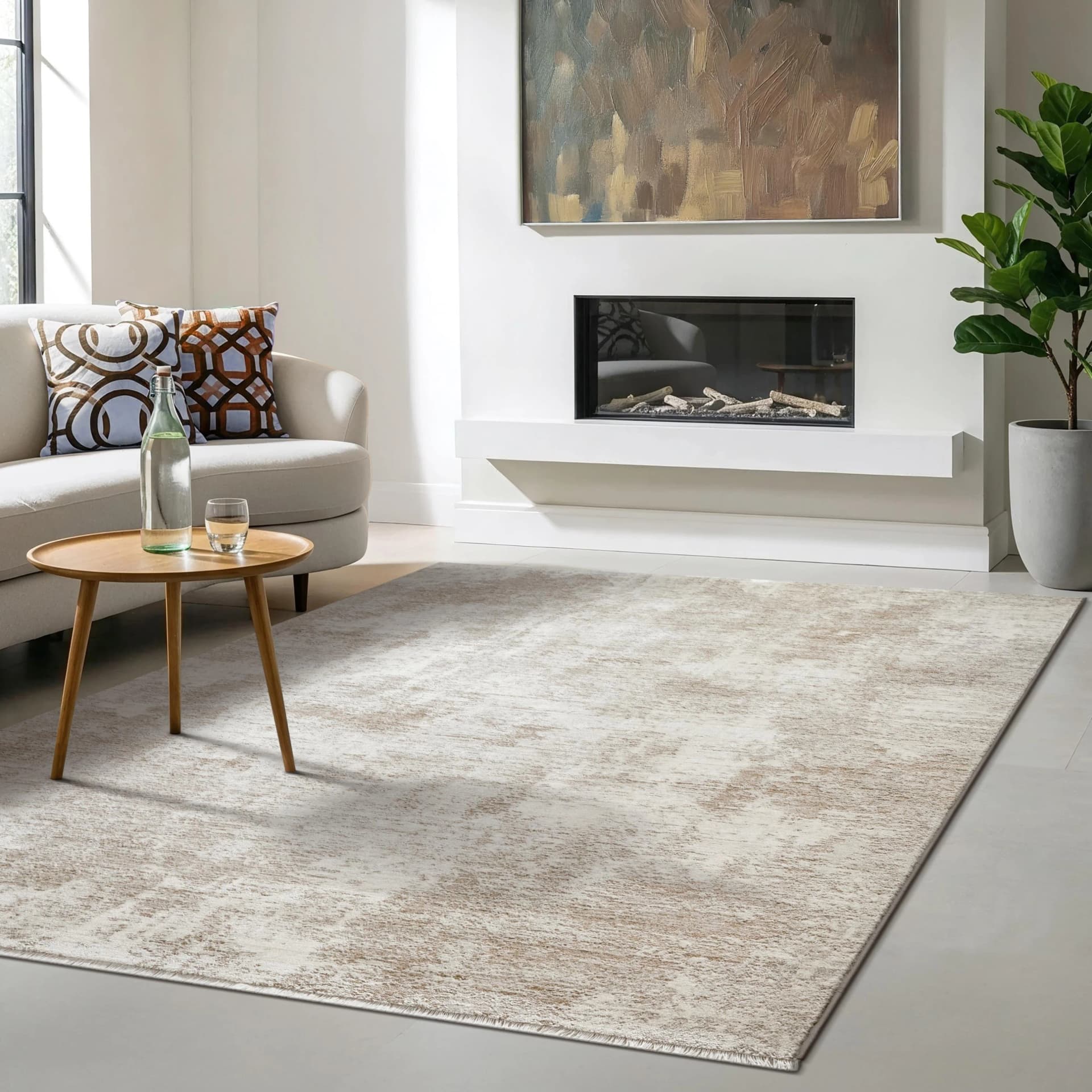THE CARPET Designteppich Nuvra hellbeige abstrakt
