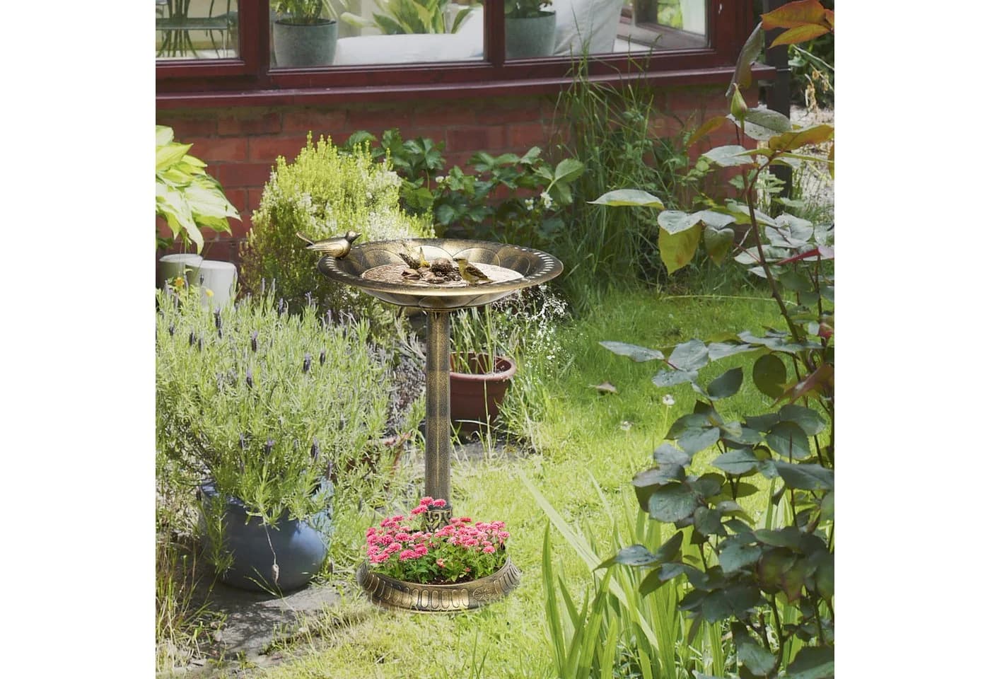 Outsunny Vogeltränke stehend Bronze frostsicher