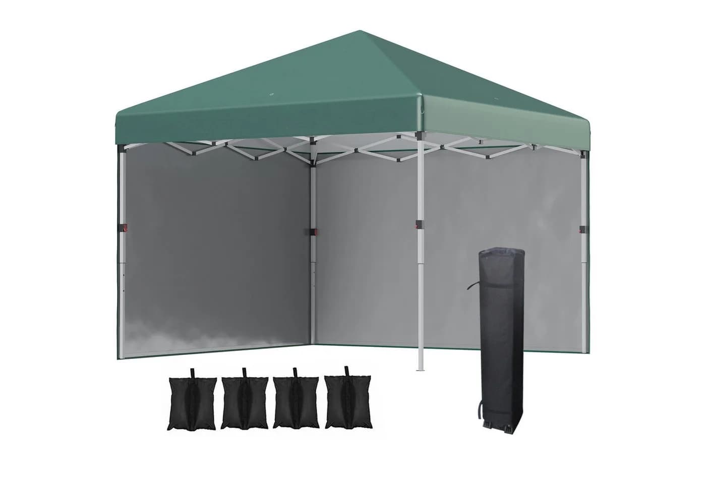 Outsunny Faltpavillon 3x3m Grün mit 2 Wänden UV-Schutz
