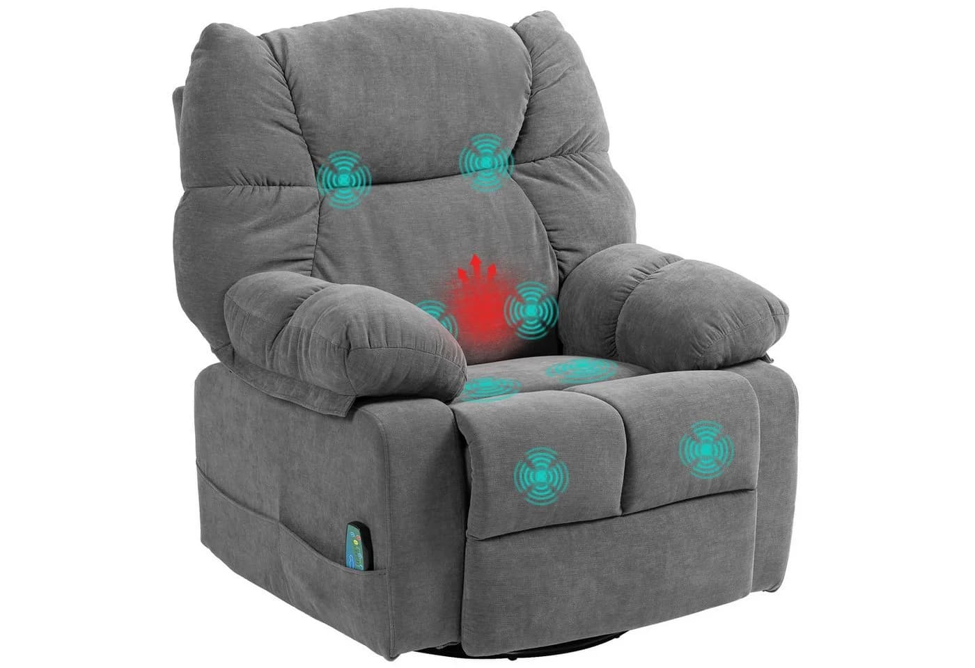 HOMCOM Massagesessel Relaxsessel mit Massagefunktion, Fernsehsessel mit Wärmefunktion, Liegefunktion, TV Sessel mit Seitentaschen, Fernbedienung, 98 x 90 x 98 cm, Dunkelgrau