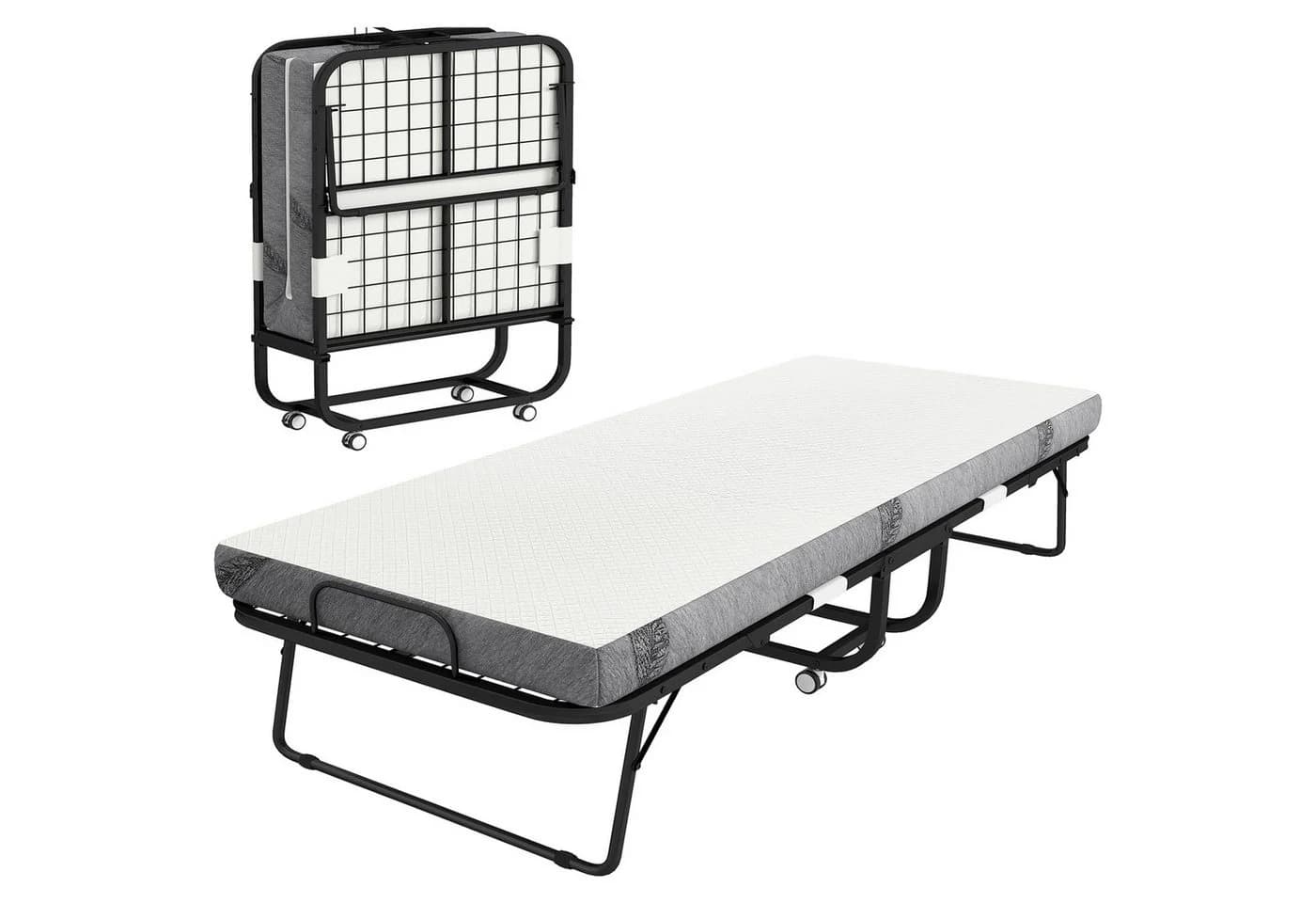 HOMCOM Gästebett Klappbett 90x200 cm mit 10 cm Dicker Schaumstoff