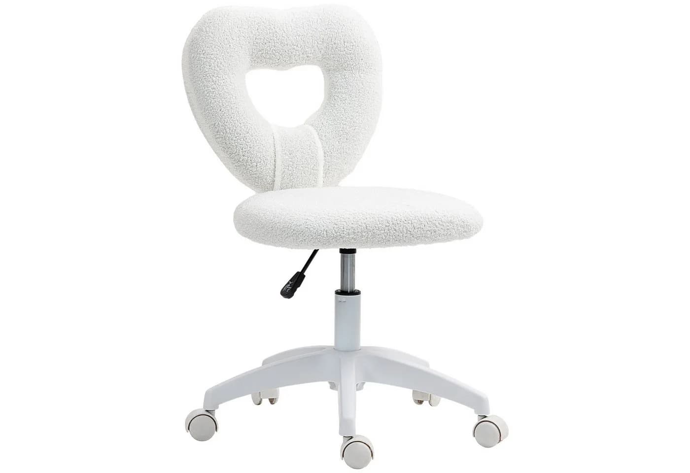 HOMCOM Bürostuhl Drehbar mit Herzförmiger Rückenlehne Weiß Teddy-Fleece