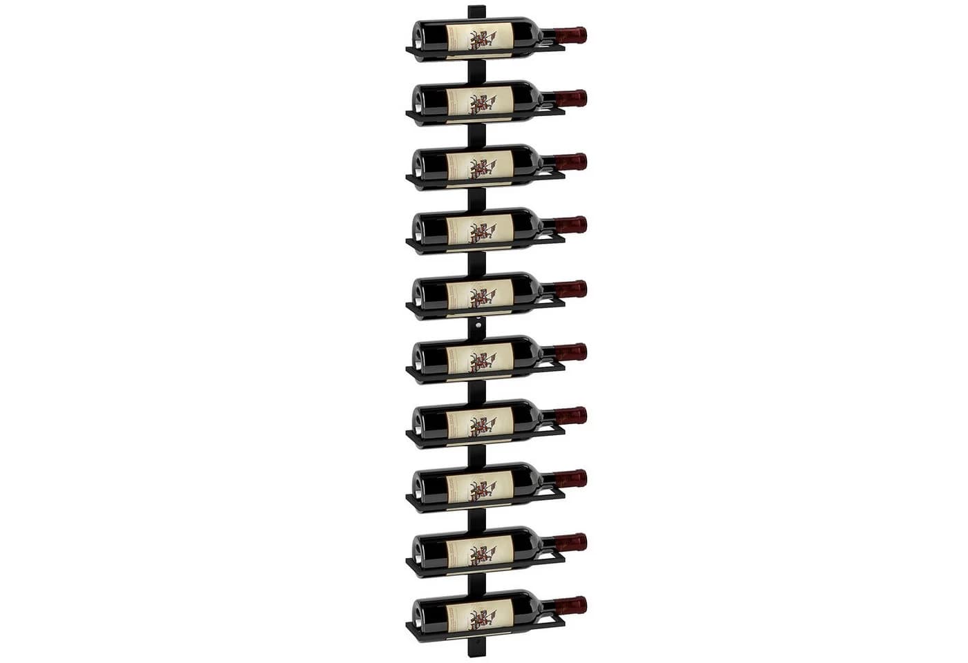 HOMCOM Weinregal Wandregal für 10 Flaschen Schwarz Metall
