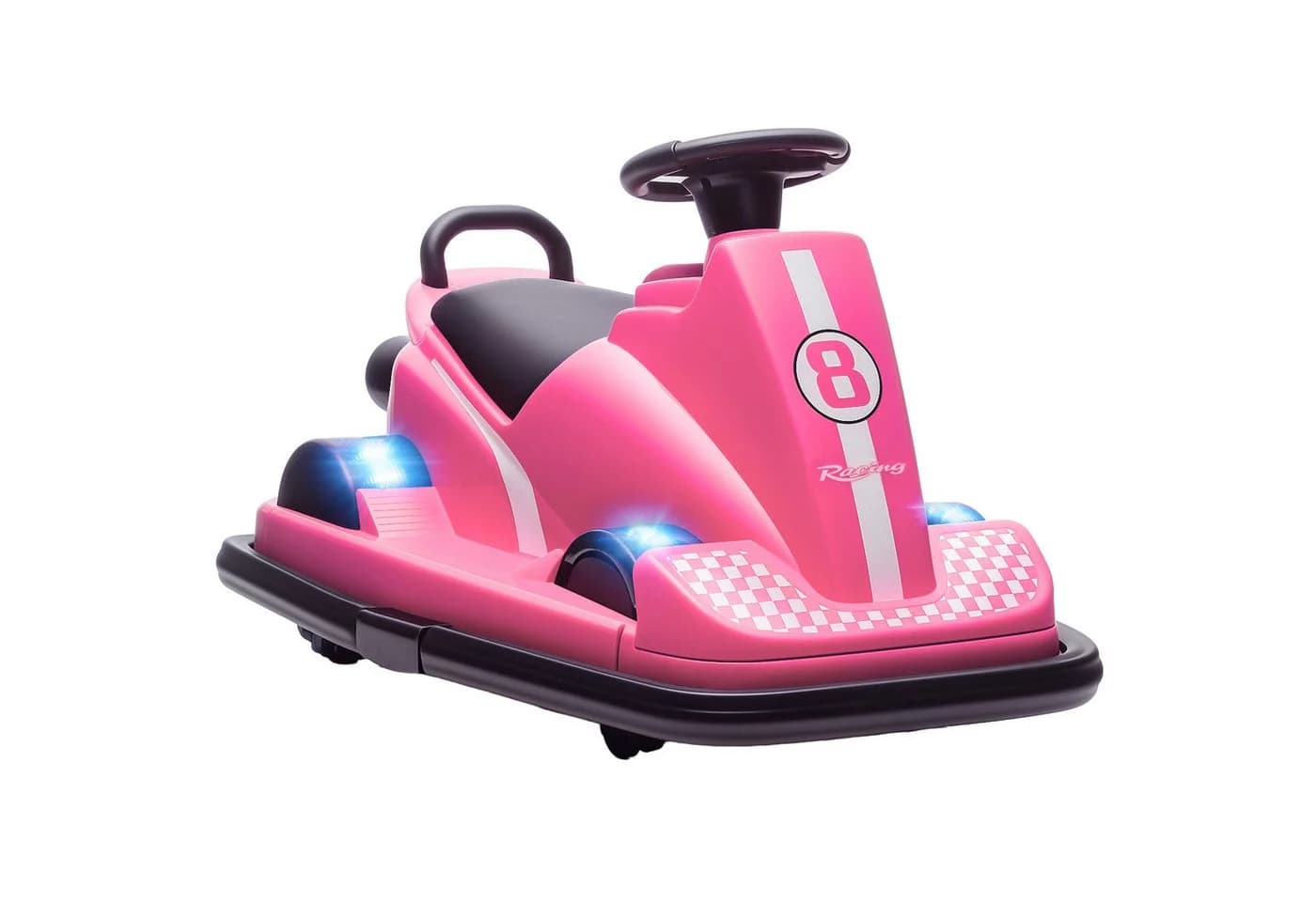 AIYAPLAY Elektro-Kinderauto 360° drehbar, Lenkrad, LED-Lichter, Rosa