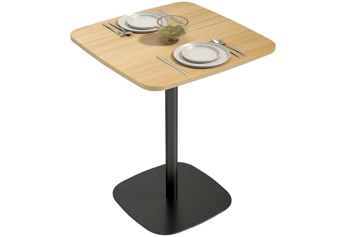 HOMCOM Esstisch Naturholz Stahlgestell 60x60 cm