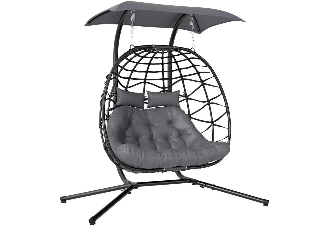 Outsunny Schaukelstuhl Polyrattan für 2 Personen mit Sonnenschutzdach