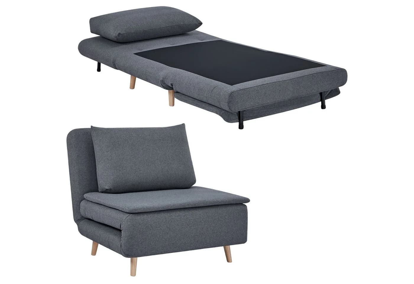 HOMCOM Schlafsessel mit Bett-Funktion, Liegesessel, verstellbare Rückenlehne, Grau
