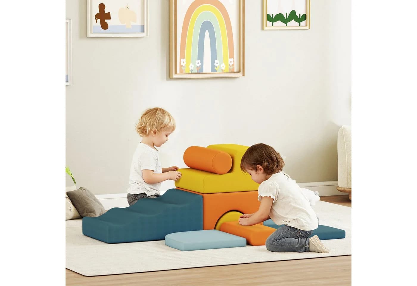 AIYAPPLAY Schaumstoff Spielbausteine Set 9-tlg. Bunt