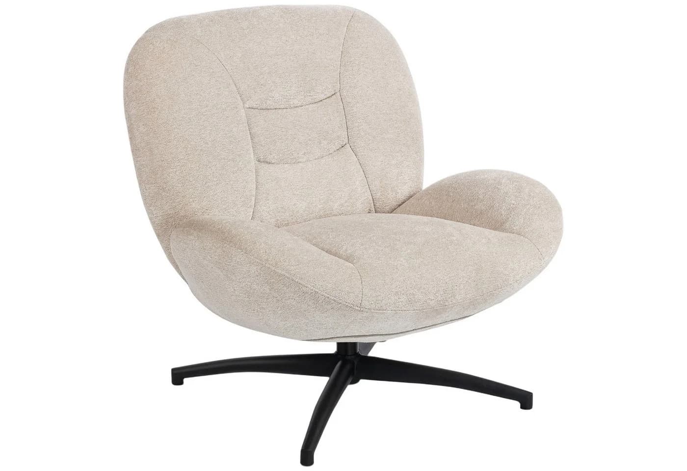 HOMCOM Relaxsessel mit Breiter Sitzfläche, Integrierter Armlehne, dicker Polsterung, 360° Drehbar, Cremeweiß