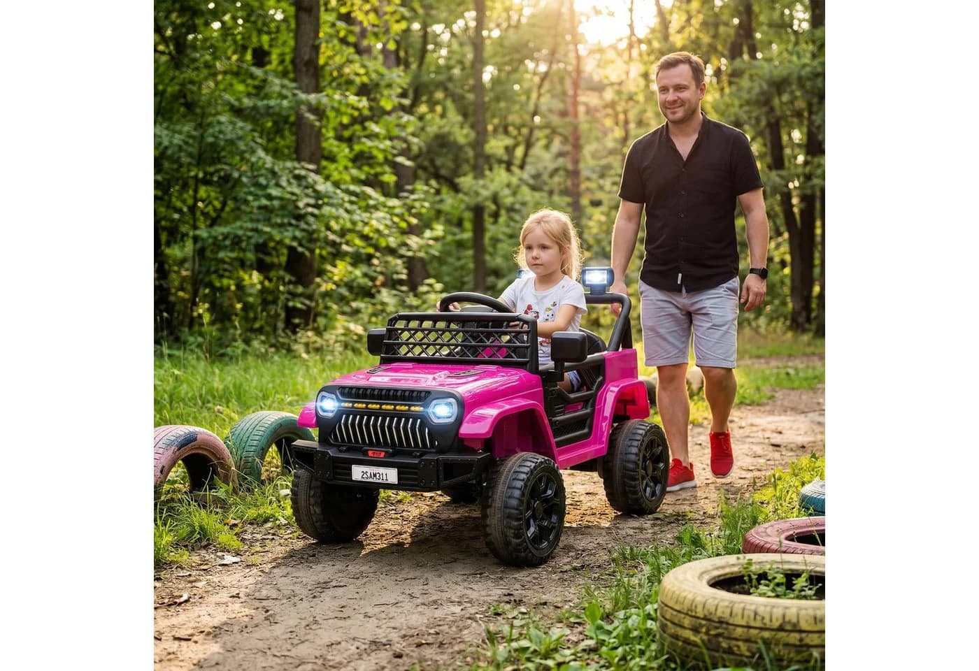 AIYAPLAY Elektro-Kinderauto Rosa mit Fernbedienung