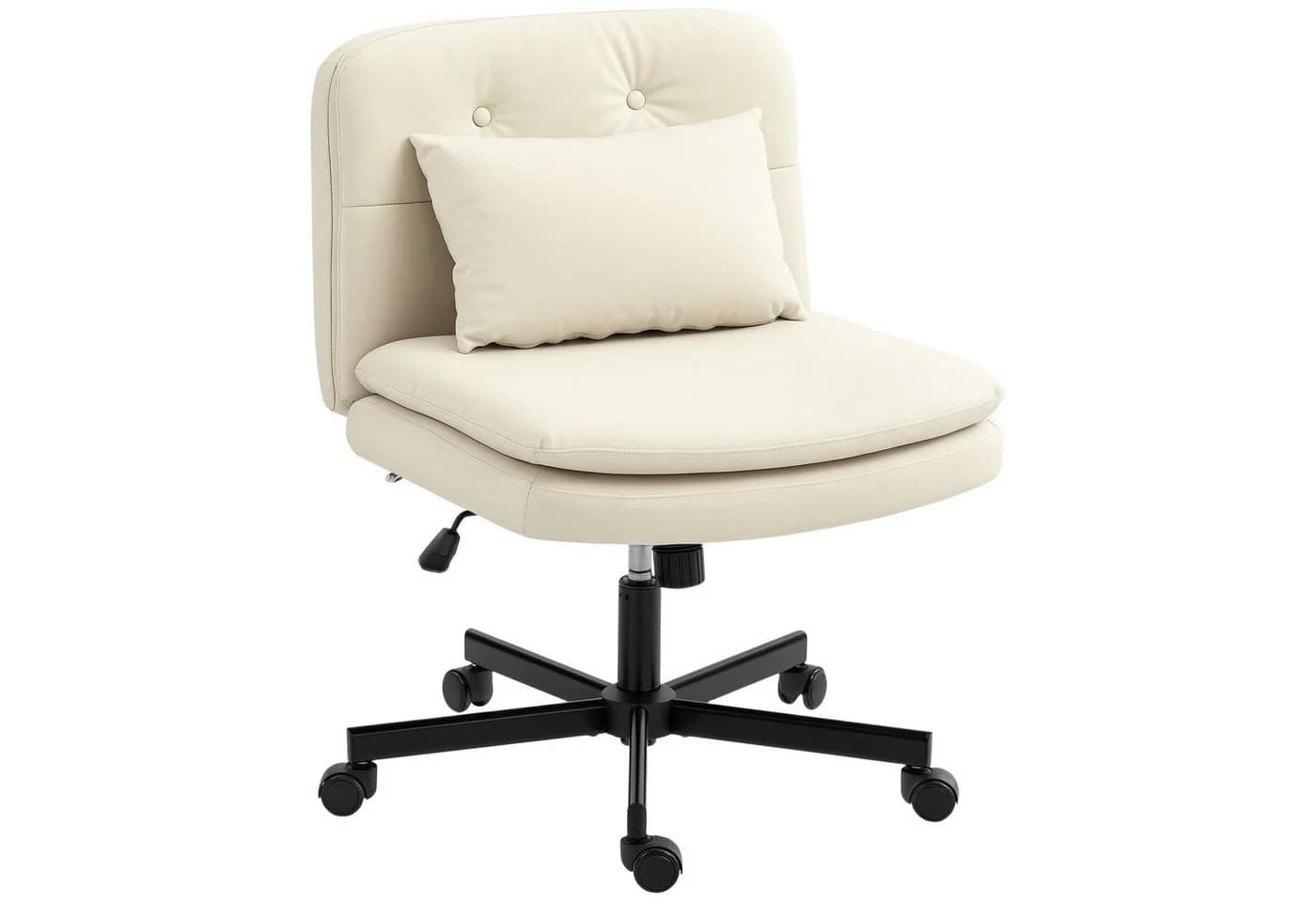 HOMCOM Bürostuhl Beige Kunstleder mit Rollen