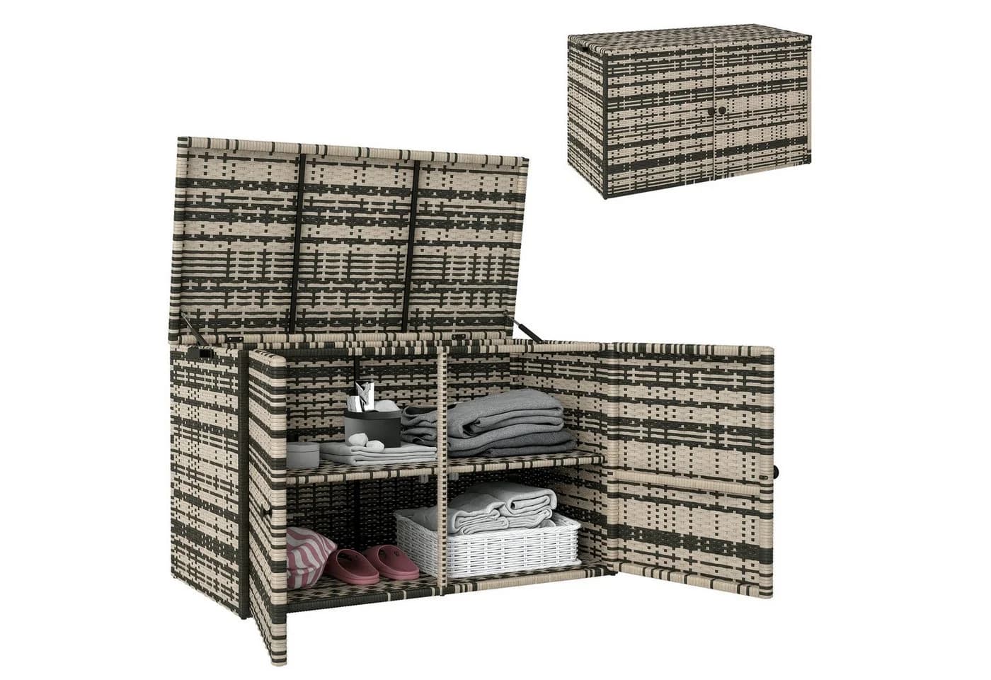 Outsunny Gartenbox 350L mit Deckel, Hebestangen, Tragegriffe, UV-beständig