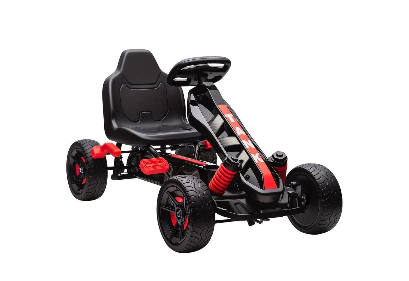 AIYAPLAY Kinder-Gokart Rot mit Handbremse und Freilaufsystem