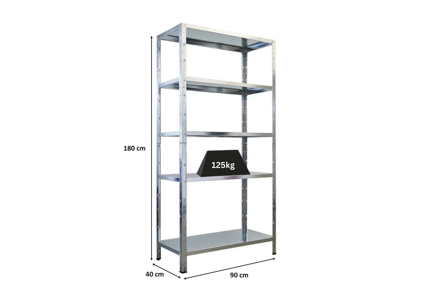 PROREGAL® Schwerlastregal Stahlregal ARES 180x90x40cm 5 Ebenen Verzinkt
