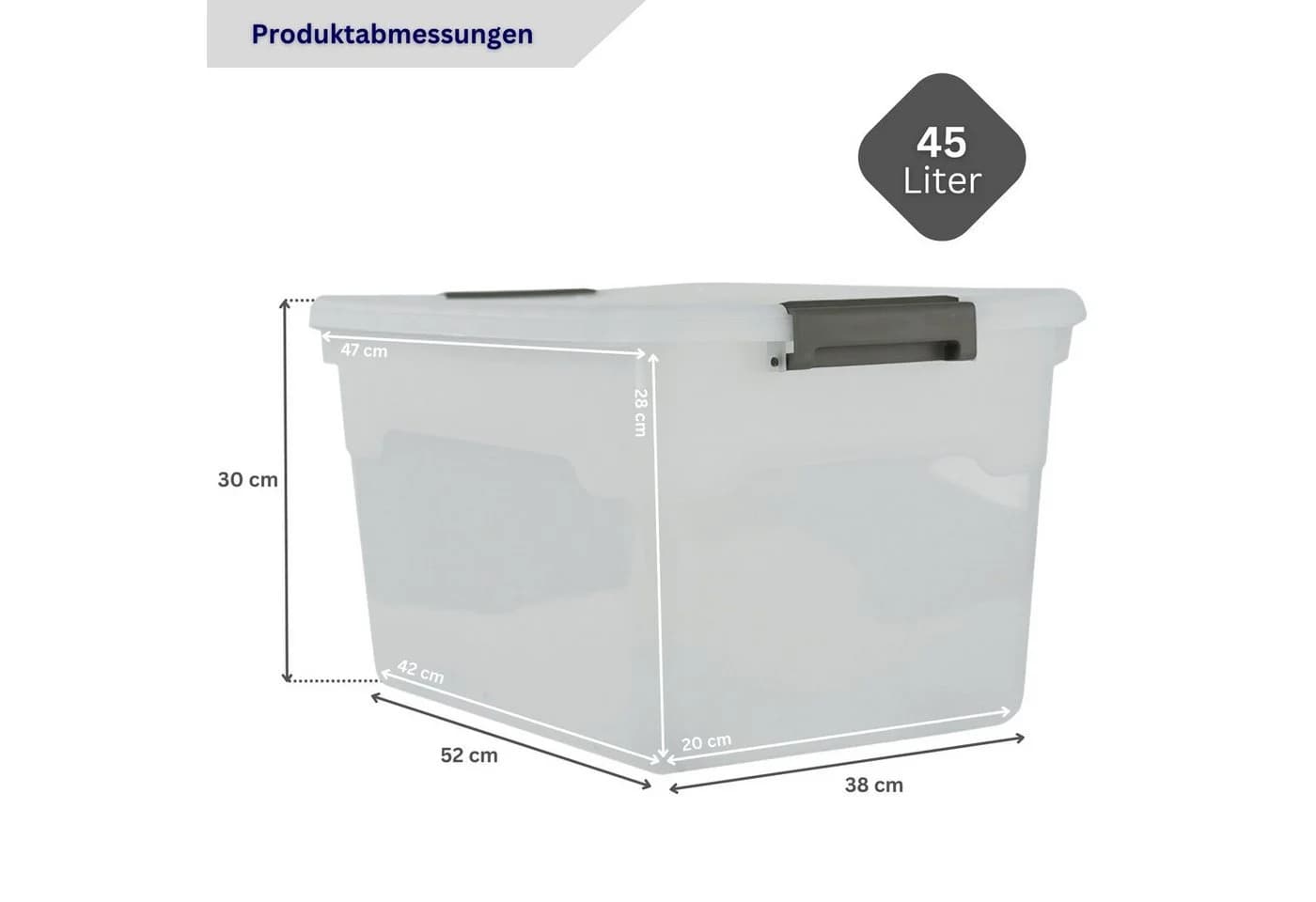 PROREGAL Aufbewahrungsbox mit Deckel 45L Transparent 6er Set