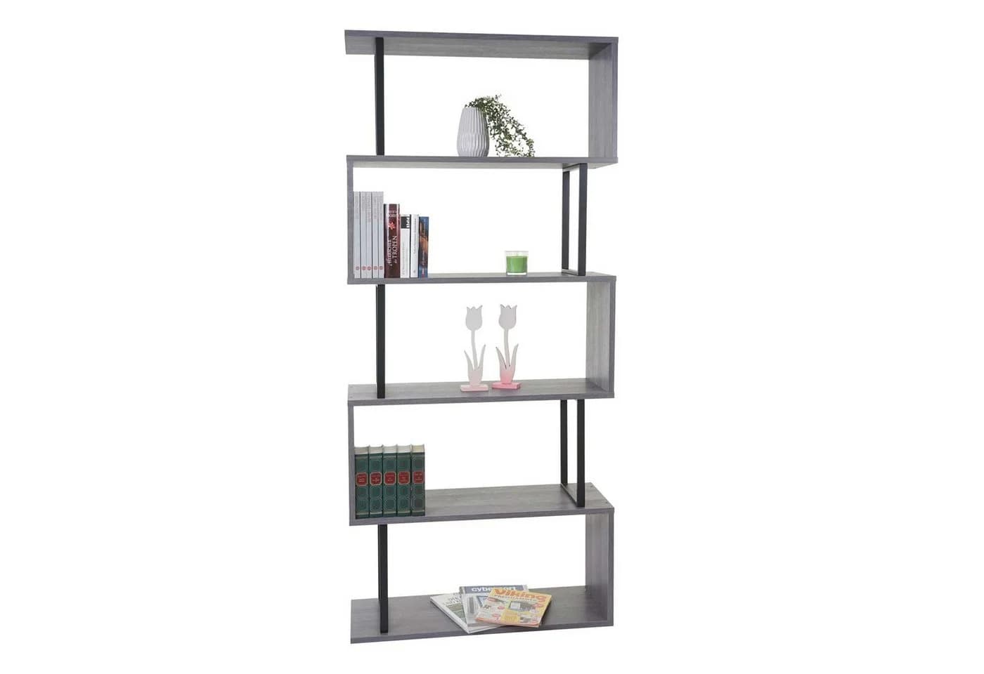 PROREGAL® Bücherregal Standregal grau Metall 3D-Struktur