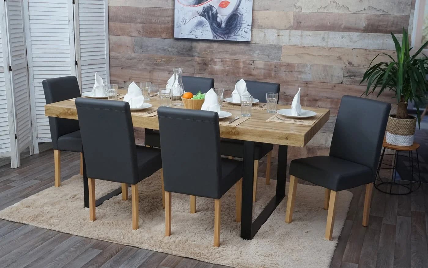 PROREGAL® Esszimmerstuhl 6er Set Grau Kunstleder