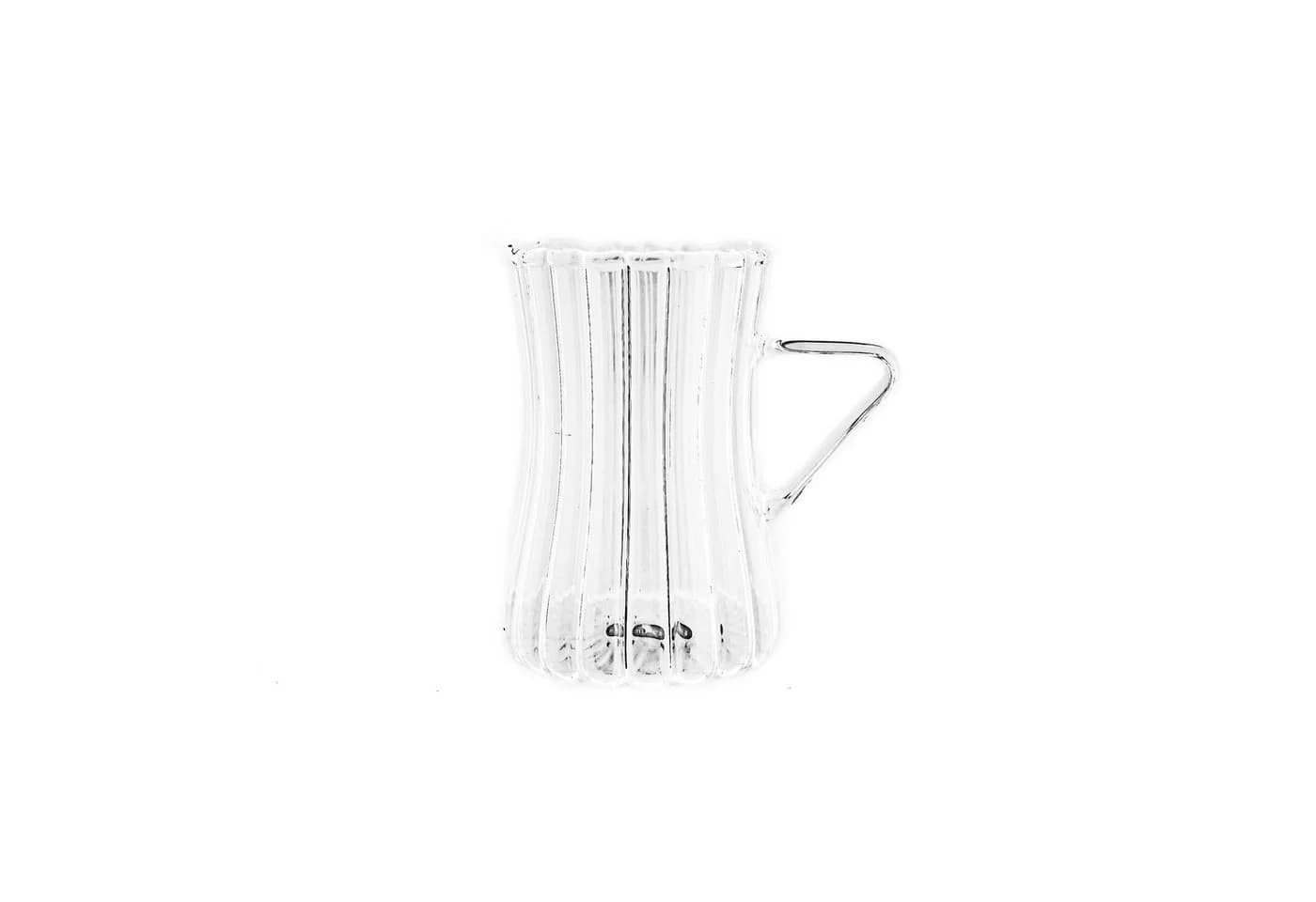Mulex Teeglas 6-tlg. mit Henkel Borosilikatglas Riffle-Design