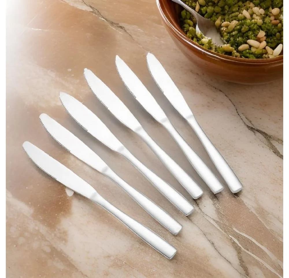 Cheffinger Besteck-Set Modernes 6er Set Tafelmesser Edelstahl Silber