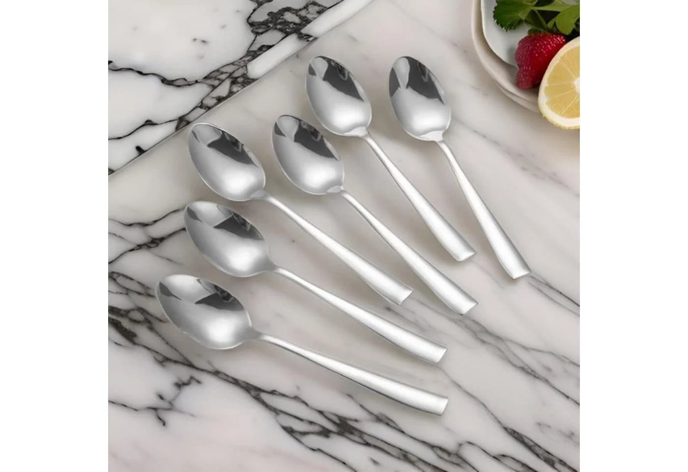 Cheffinger Besteck-Set 6er Set Menülöffel Modernes Edelstahl Silber