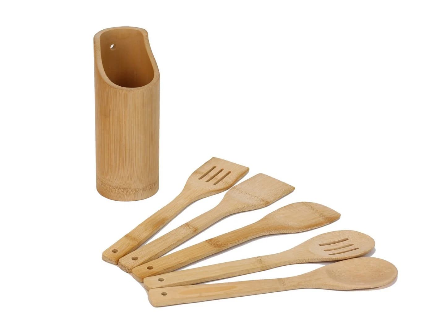 Cheffinger Küchenorganizer-Set 6-tlg. Bambus-Küchenhelfer-Set mit Ständer