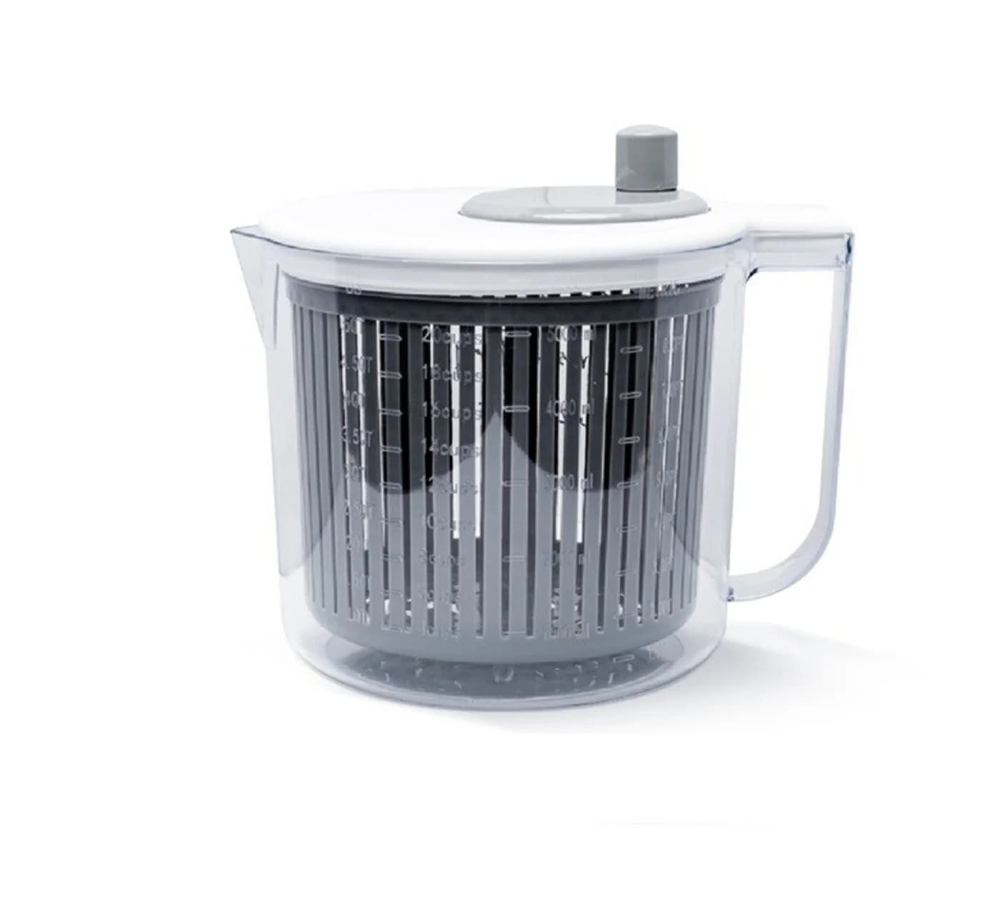 Michelino Salatschleuder 2,5L Transparent mit Sieb und Messskala