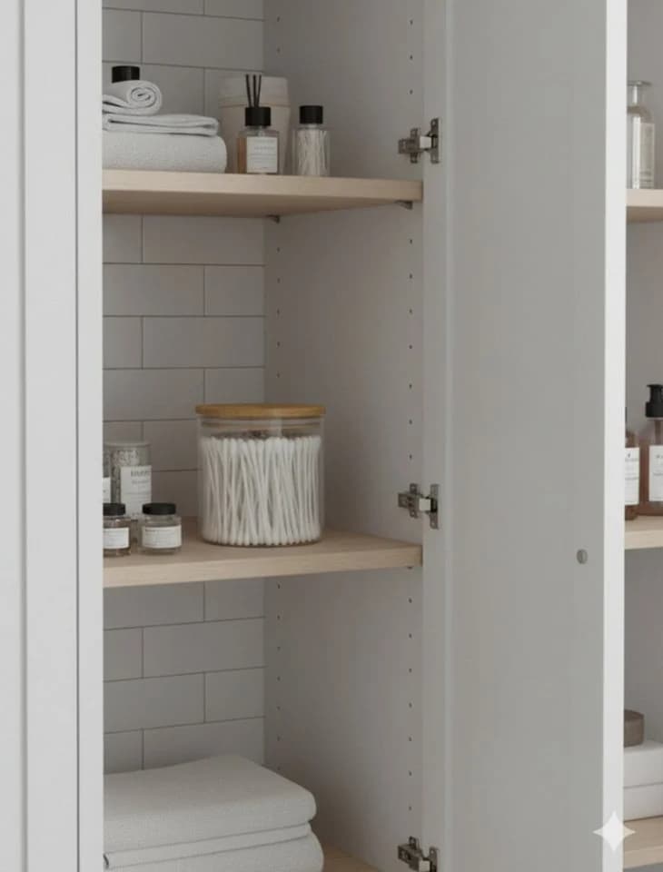 Cheffinger Aufbewahrungsbox mit Bambusdeckel - Kosmetik Organizer mit 300 Wattestäbchen