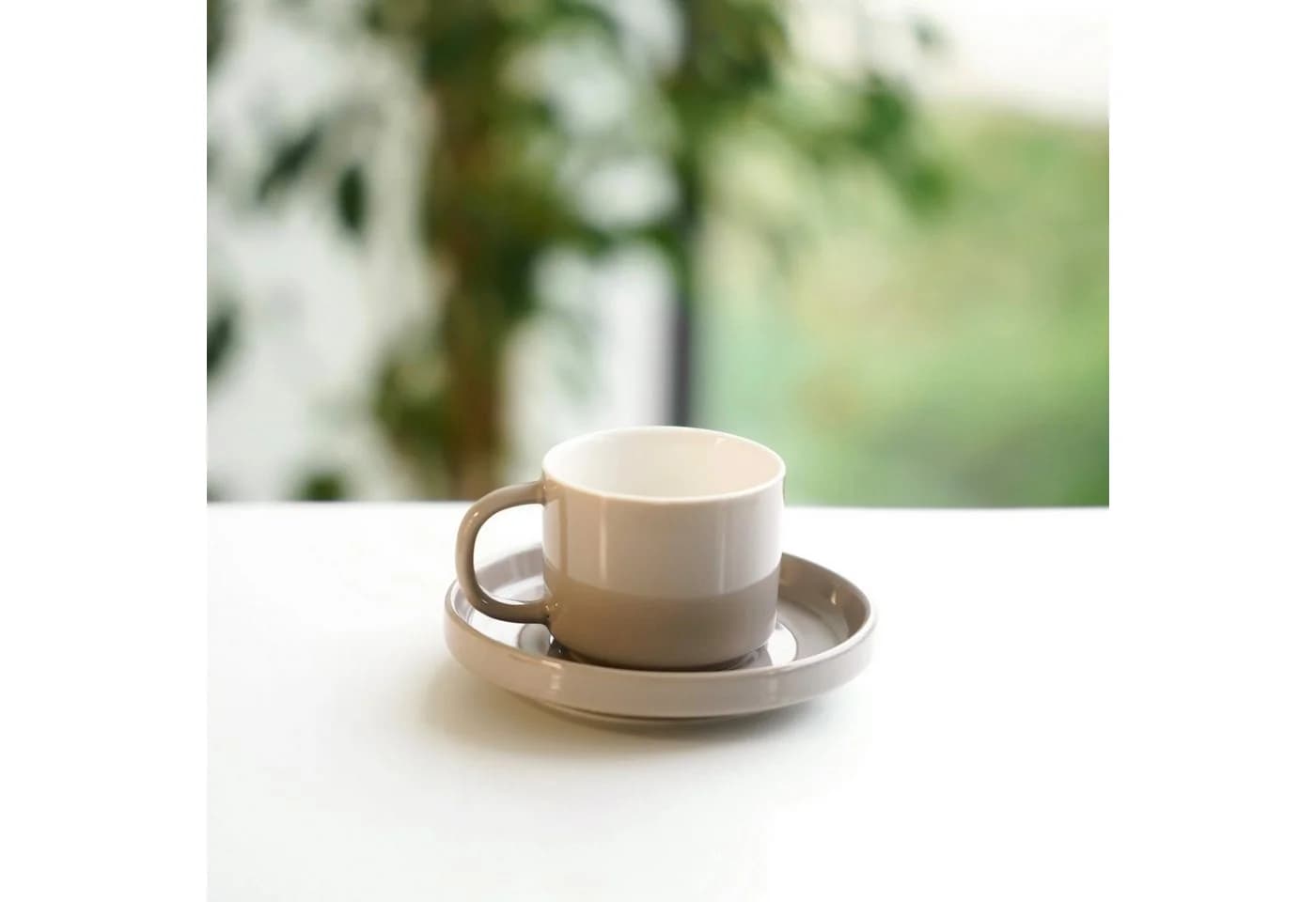 Mulex Kaffeeservice 12-tlg. Mokkatassen Set Taupe Porzellan