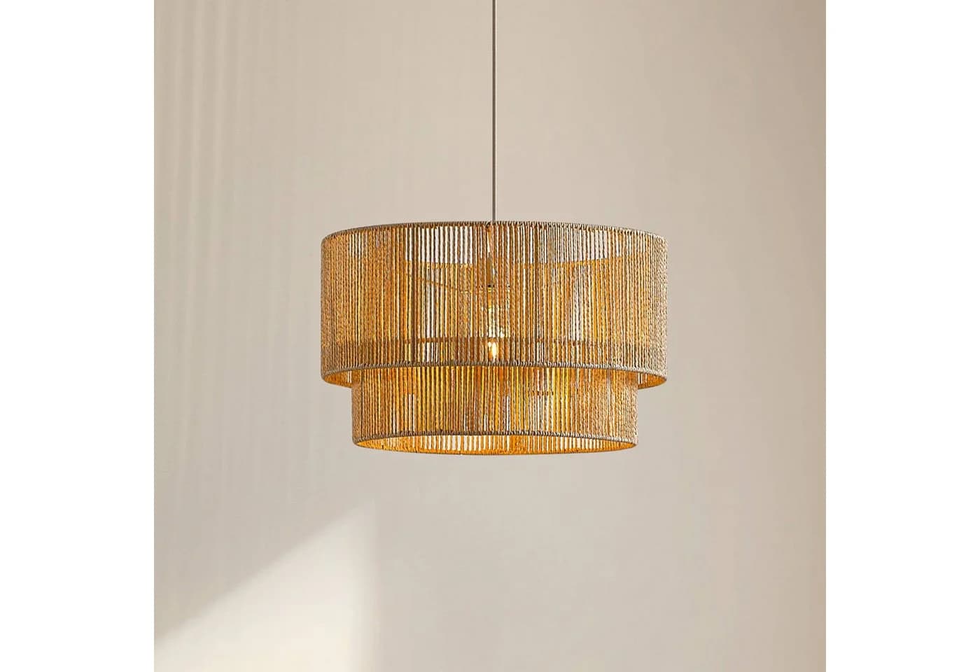 Lindby Hängeleuchte Anuva Ø 45 cm Beige Papier E27