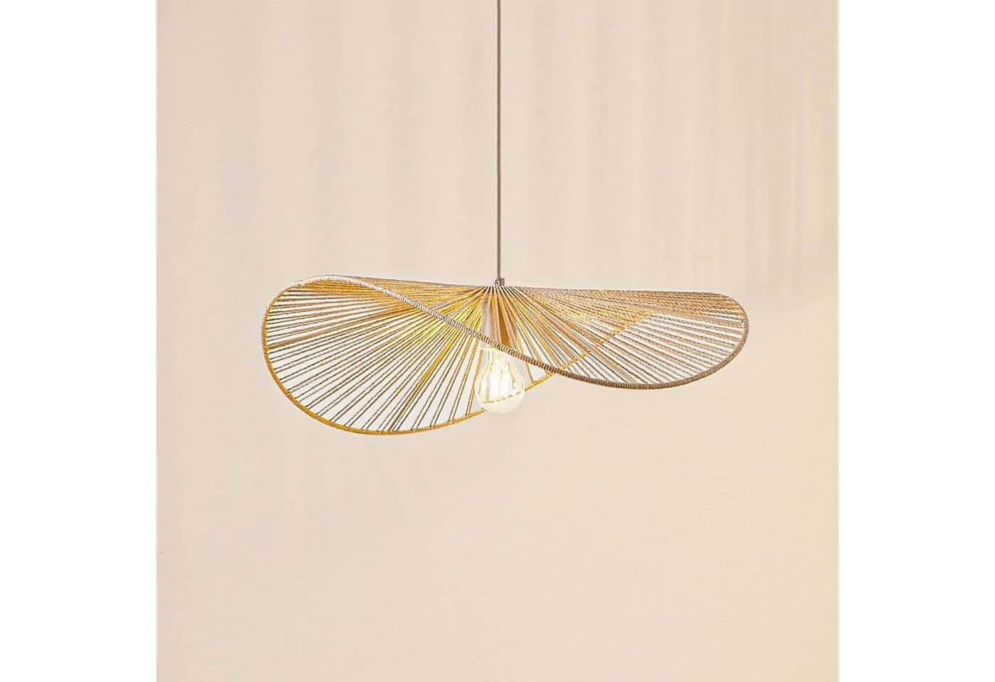 Lindby Hängeleuchte Valdorin Beige Papier 75 cm