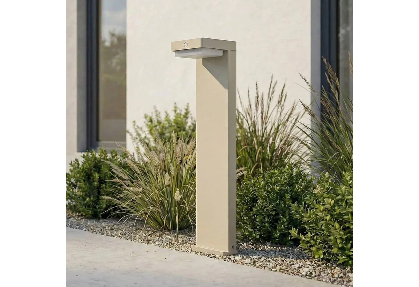 Lindby LED-Solar-Sockelleuchte Eleazar Beige Aluminium Sensor