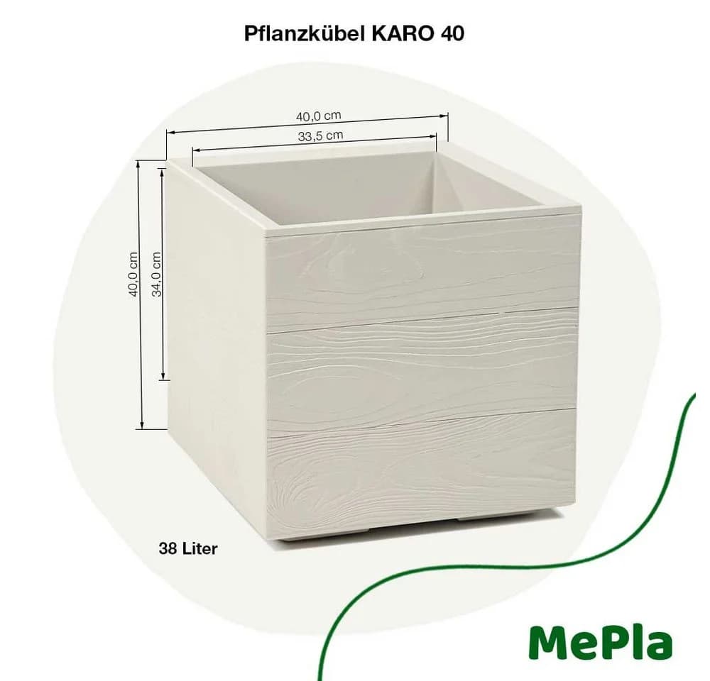 Heimwerkercenter Pflanzkübel KARO-40 Holzoptik Beige mit Rollen