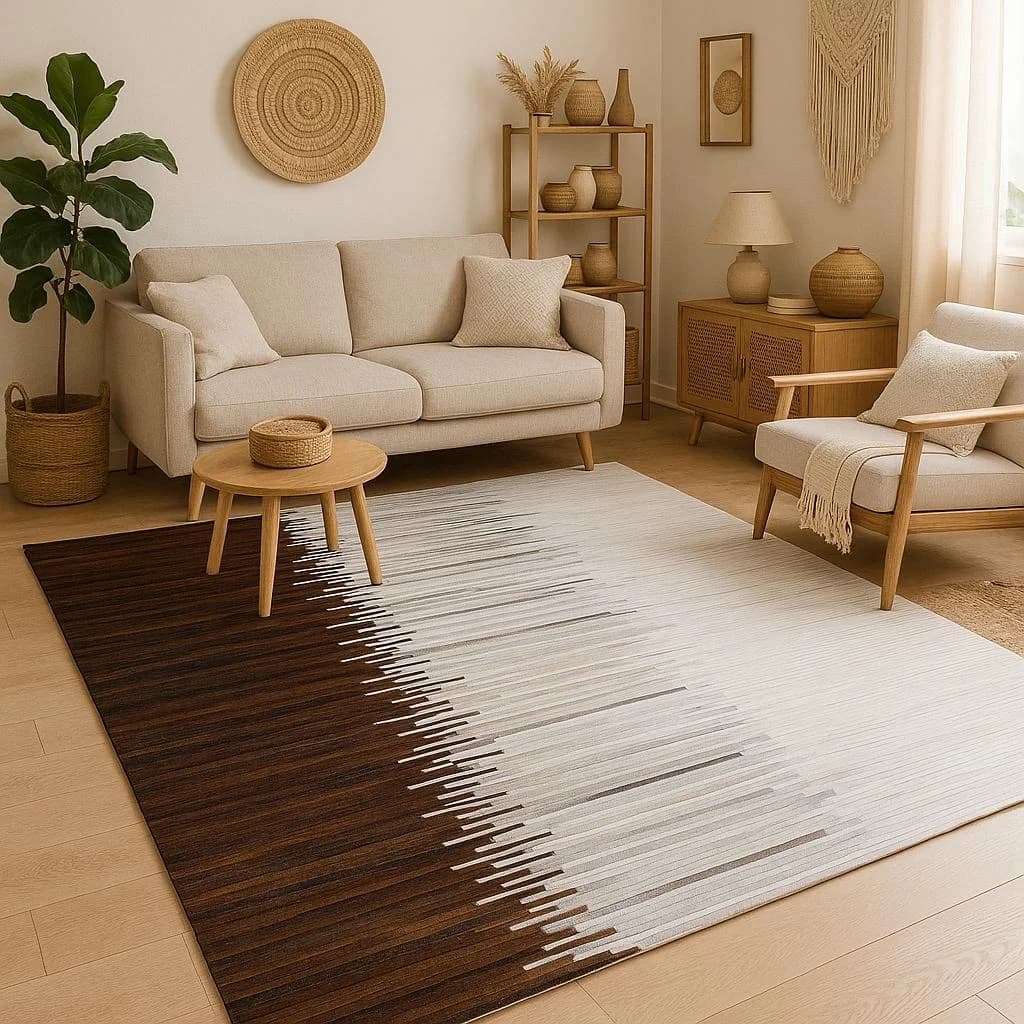 Fellteppich Urban Hide Echtes Rinderfell Braun Creme Naturweiß