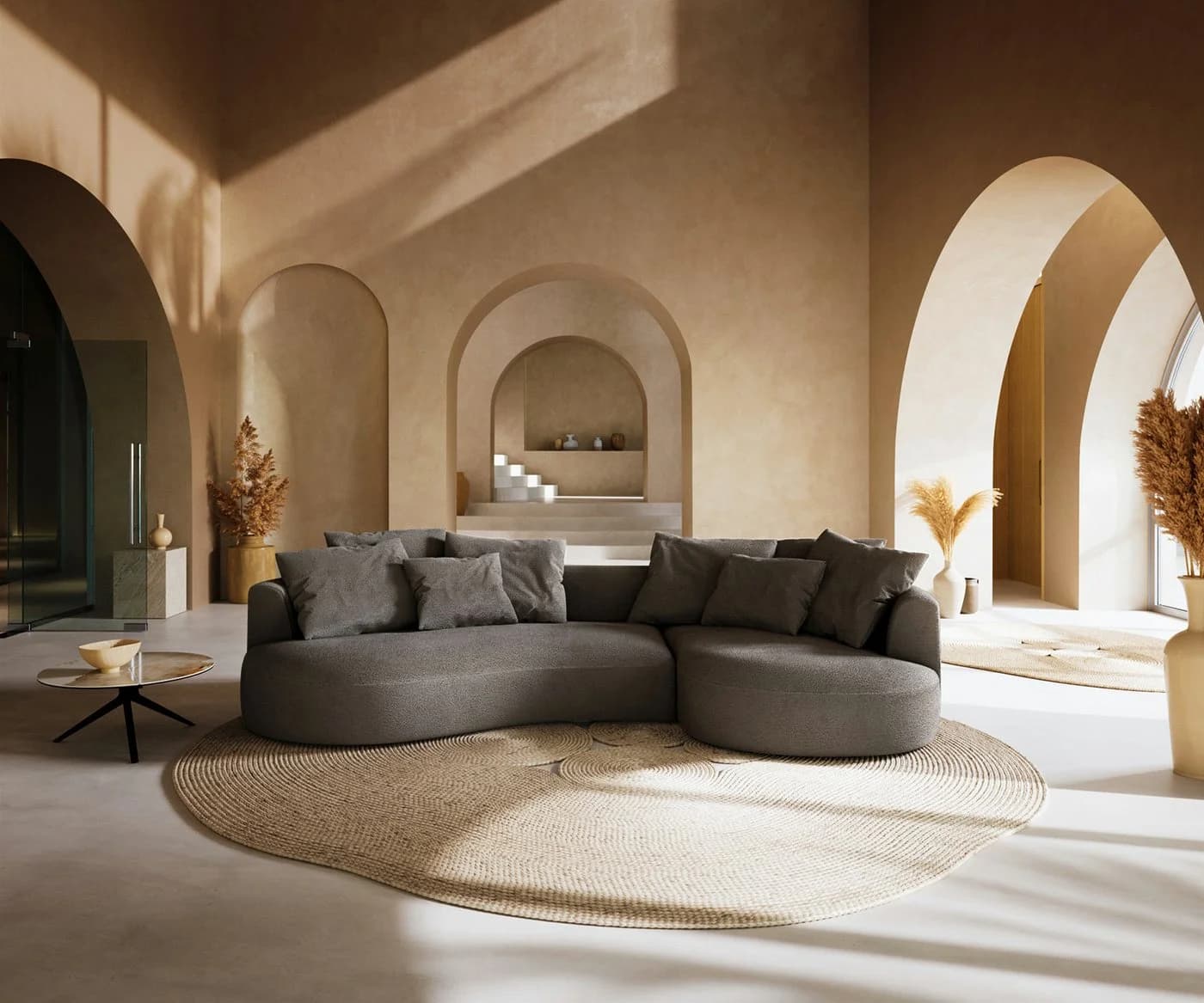 DELIFE Big-Sofa Edina Bouclé Soft Schlamm