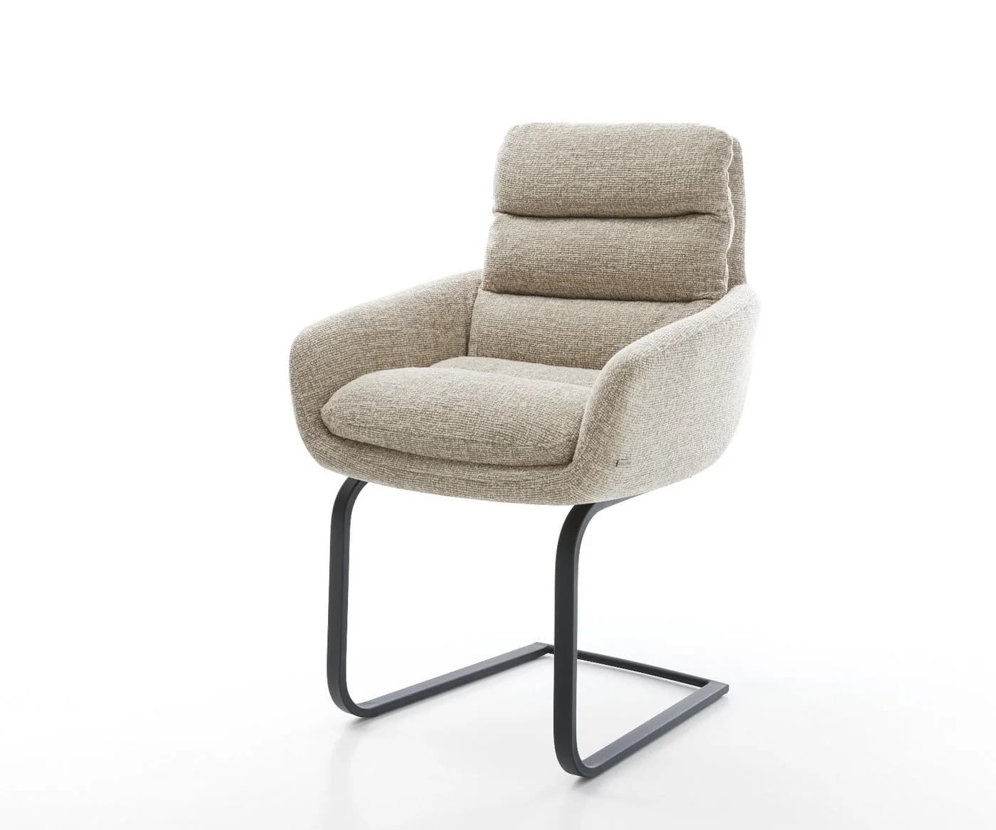 DELIFE Polsterstuhl Abelia-Flex mit Armlehnen Freischwinger Schwarz Beige