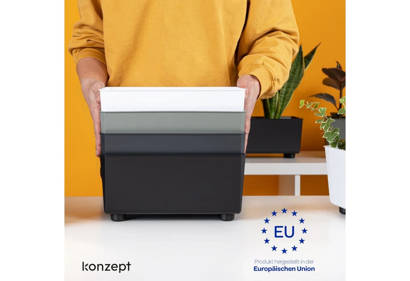 KONZEPT Blumentopf mit Füßen Weiß Rechteckig 4,2 L