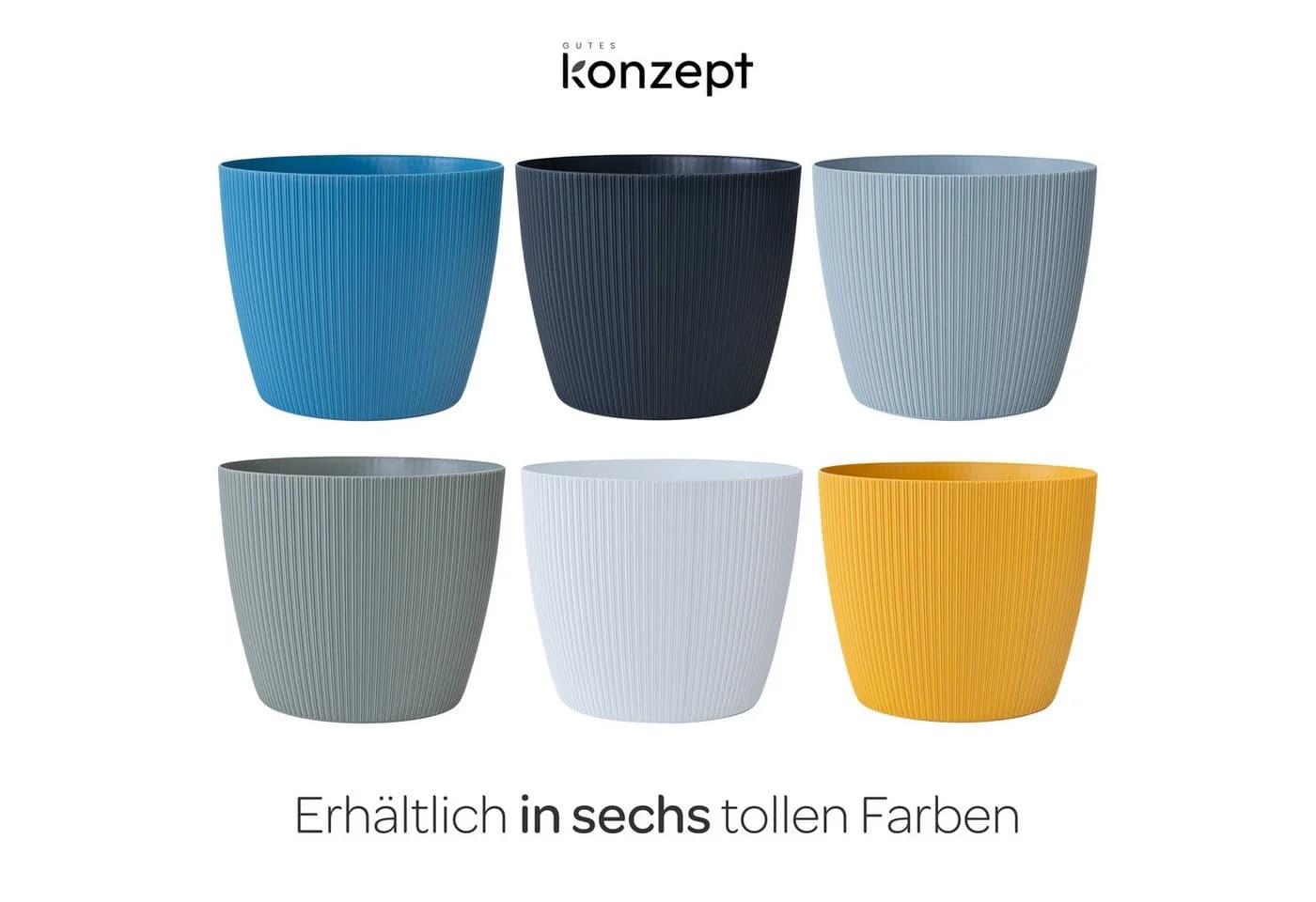 KONZEPT Blumentopf groß Anthrazit gerillte Struktur