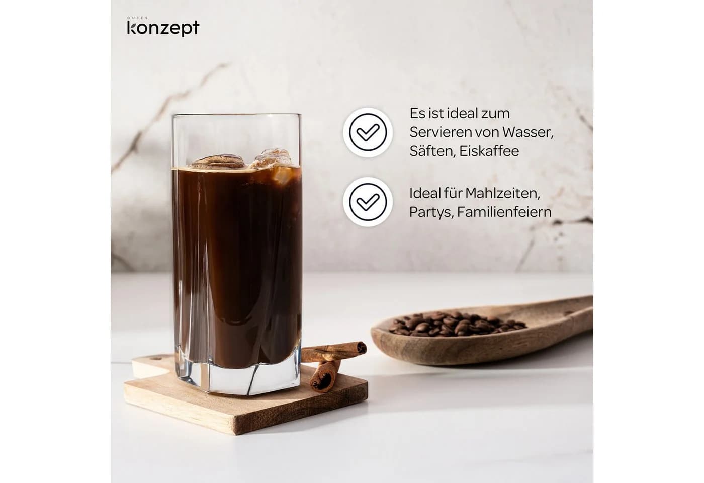 KONZEPT Longdrinkgläser Set 6-tlg. 280ml Glas Transparent