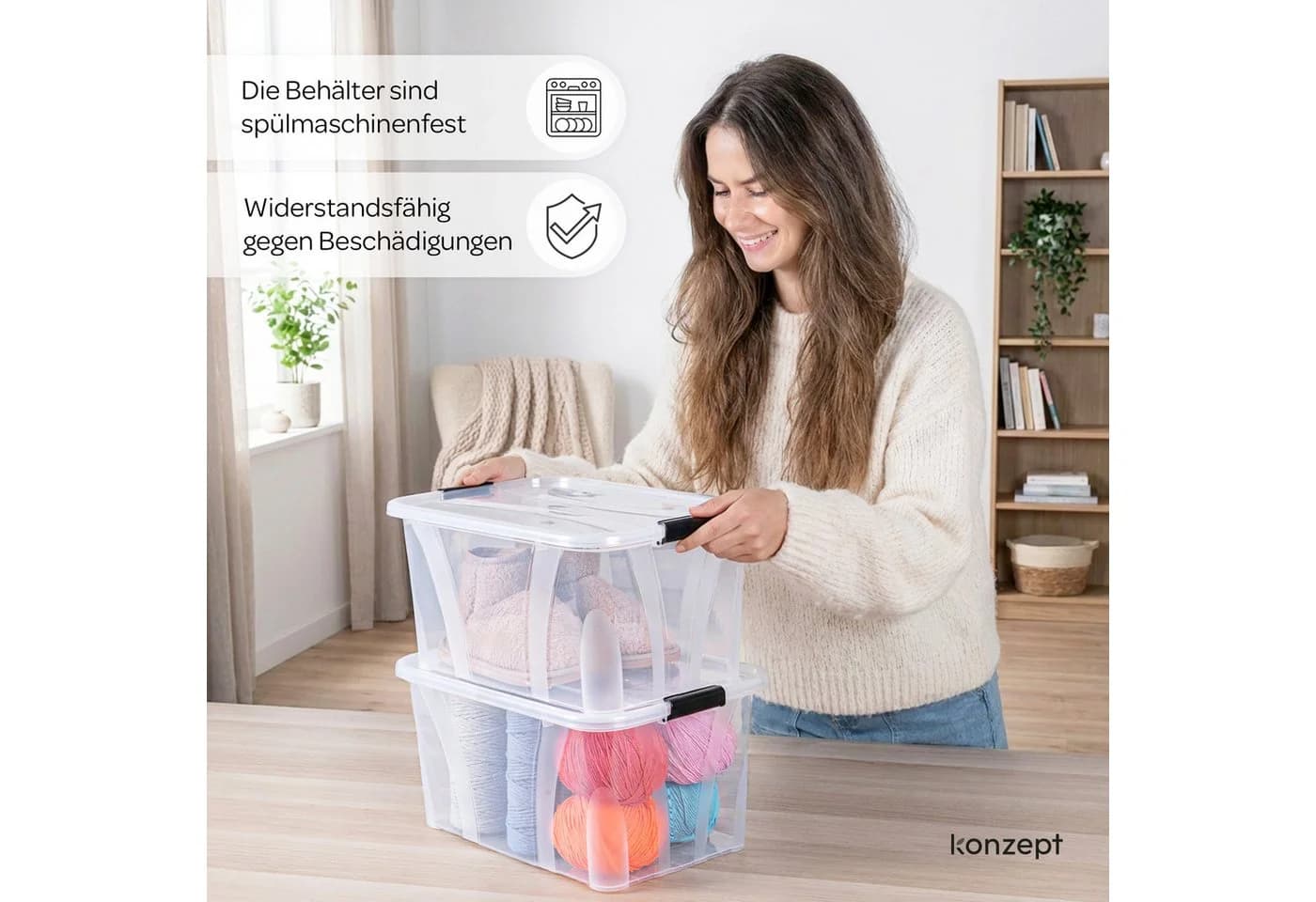 KONZEPT Aufbewahrungsbox Set 4 Stk. 7L/14L Transparent Stapelbar