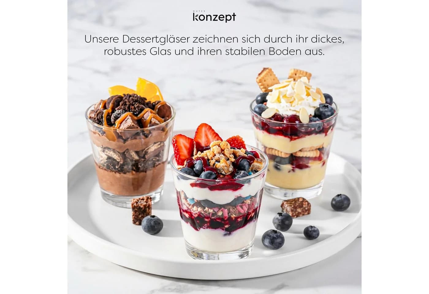 KONZEPT Dessertschale Set 6-tlg. Transparent Trapez Design