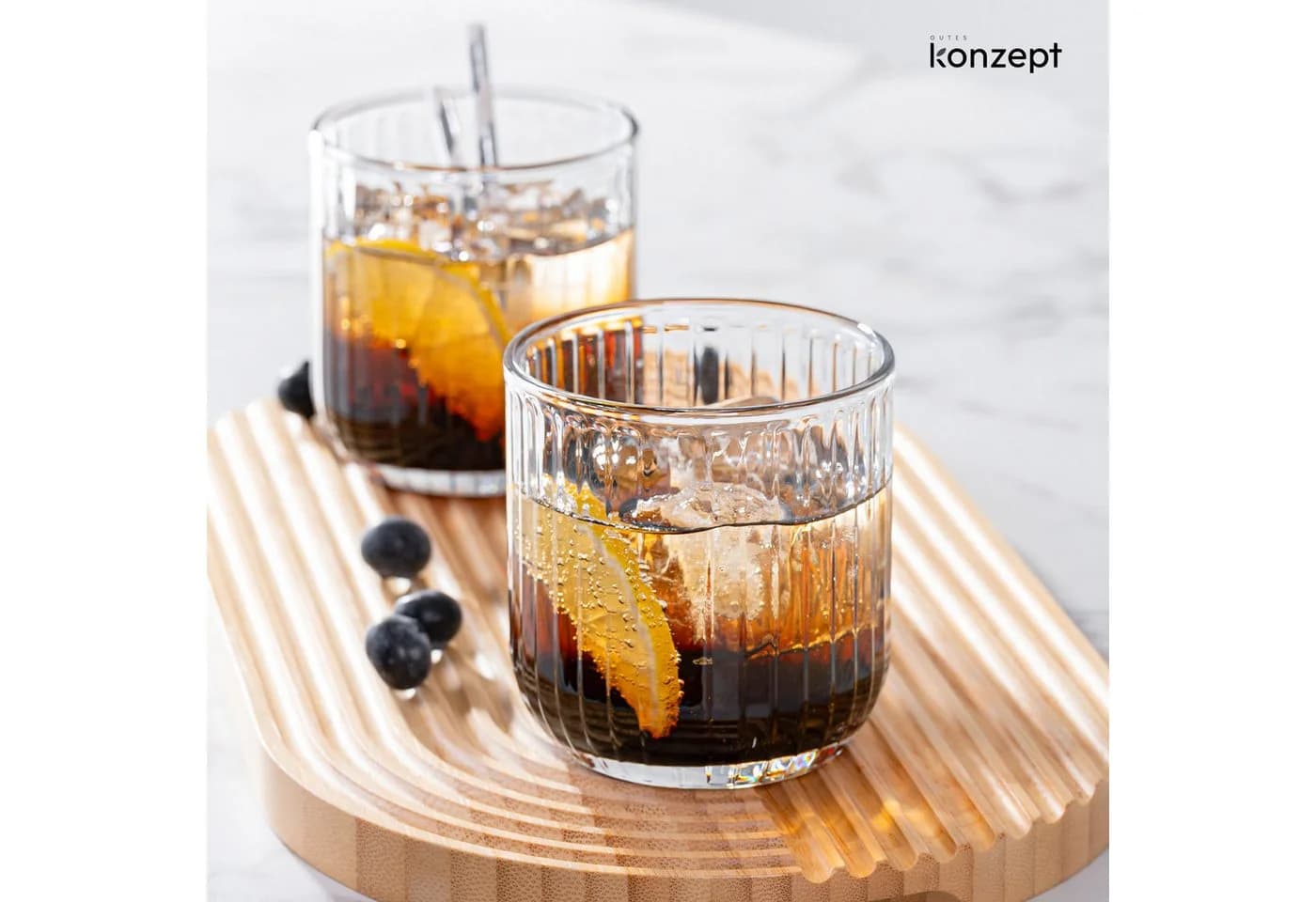 KONZEPT Gläser-Set Geriffelt 300ml Transparent