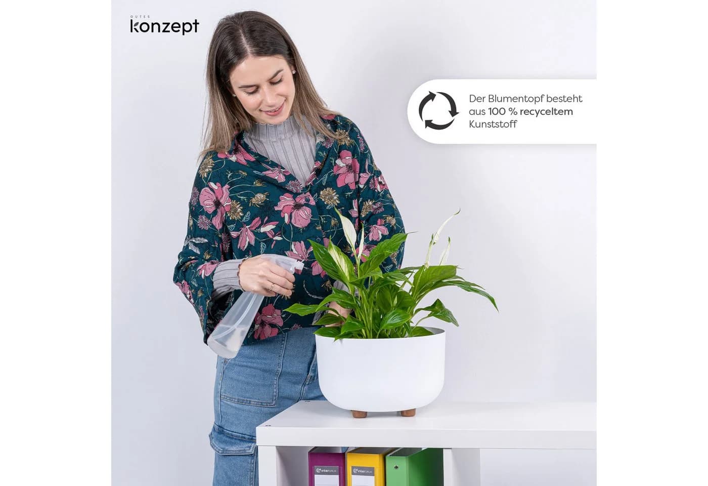 KONZEPT Blumentopf mit Füßen Ø 27 cm Weiß