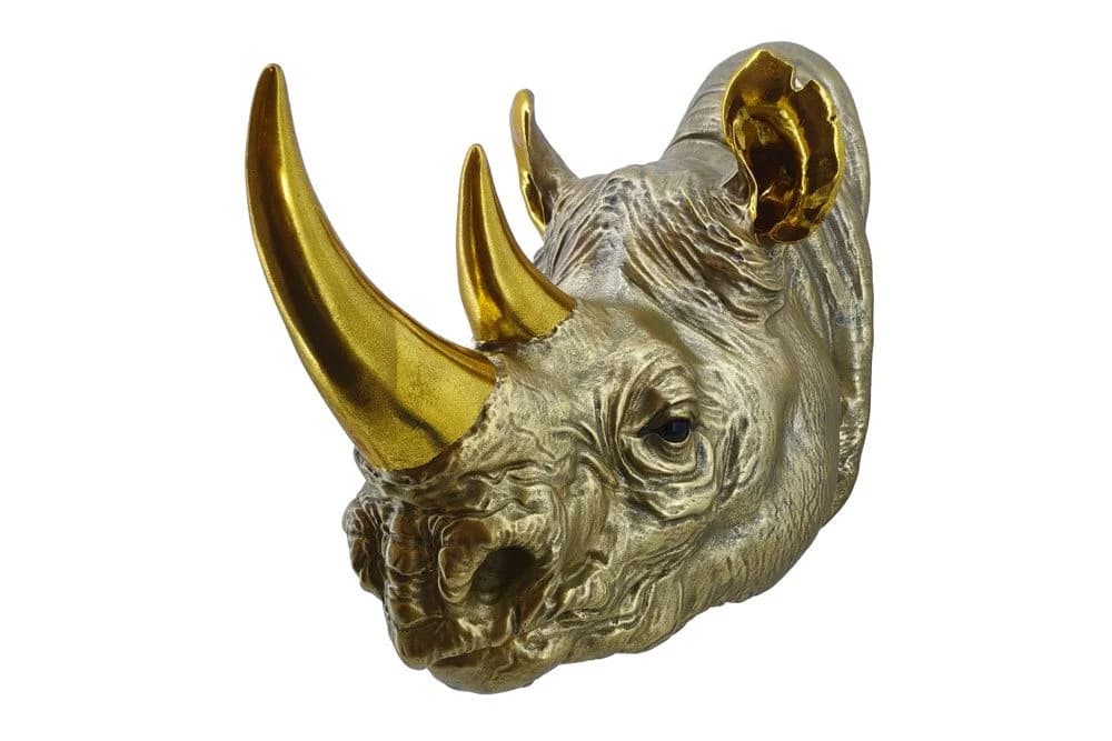riess-ambiente Wanddekoobjekt RHINO 40cm Gold Nashorn-Skulptur