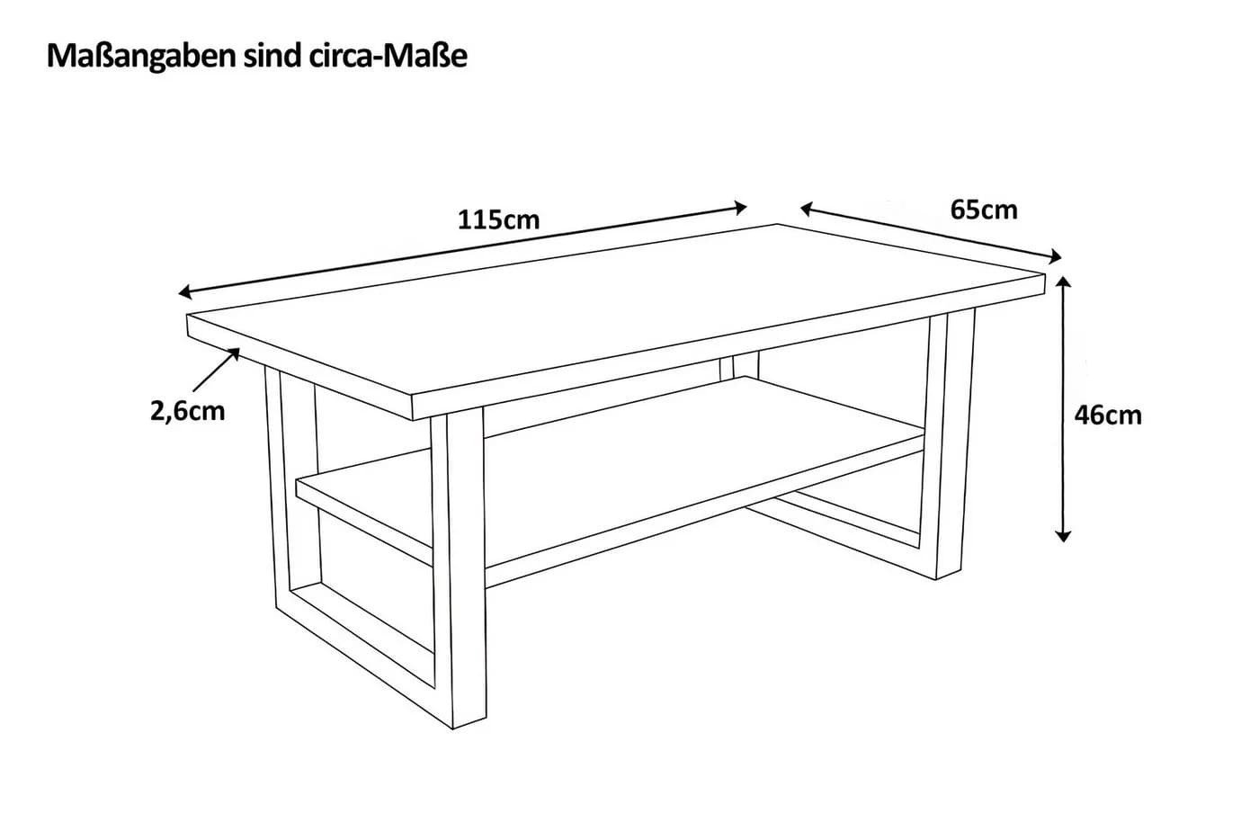 SAM® Couchtisch Patricia massiv Eiche Echte Baumkante schwarz
