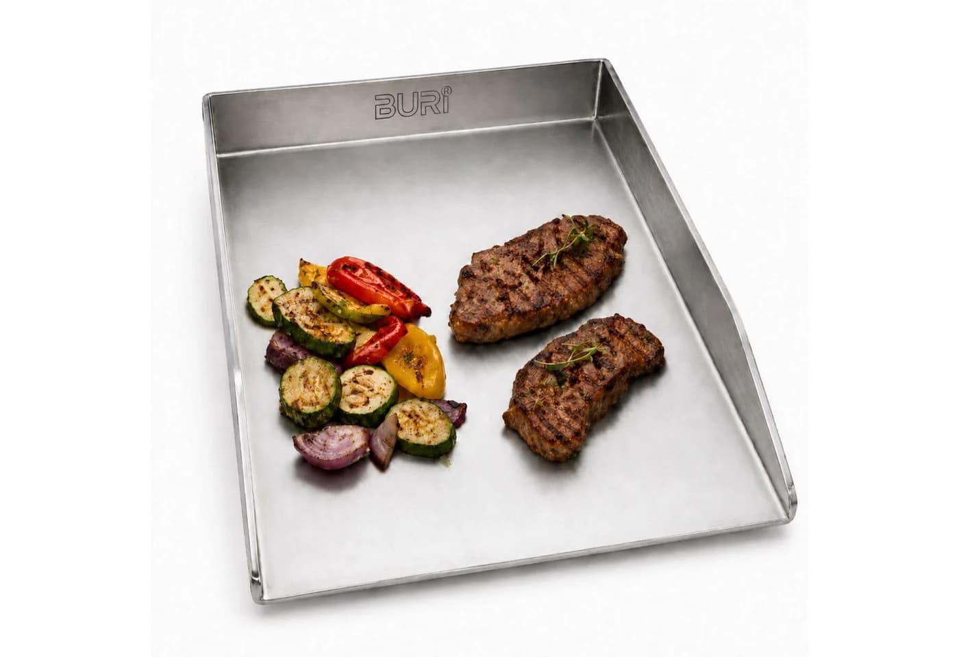 BURI Grillplatte Plancha Edelstahl rostfrei