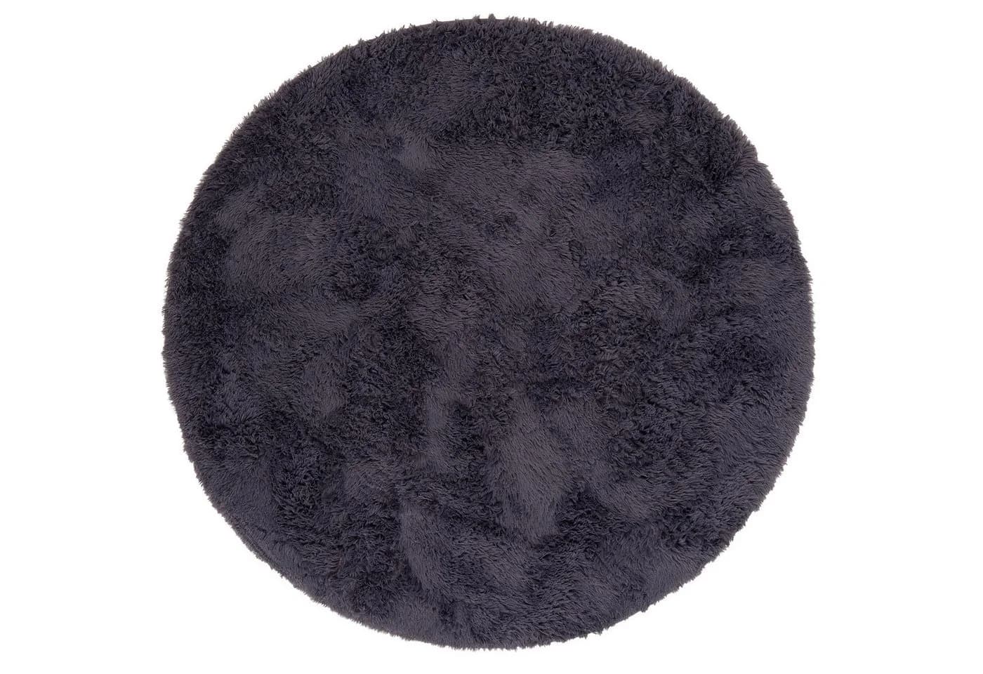 Pergamon Hochflor-Teppich Rund Anthrazit Shaggy