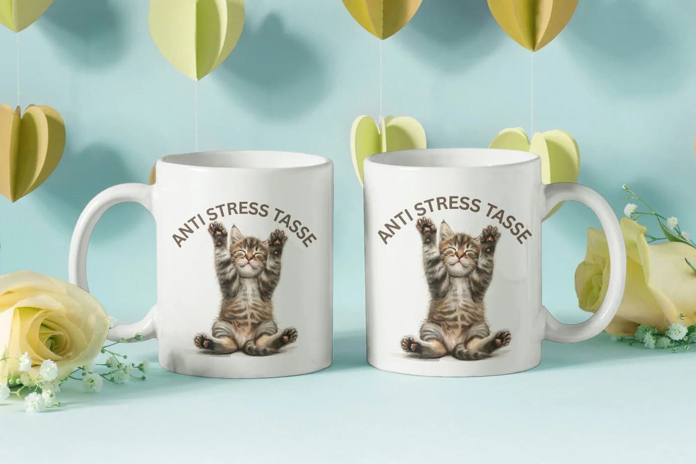 WS-Trend Anti-Stress Tasse Baby Katze 325 ml Keramik Weiß