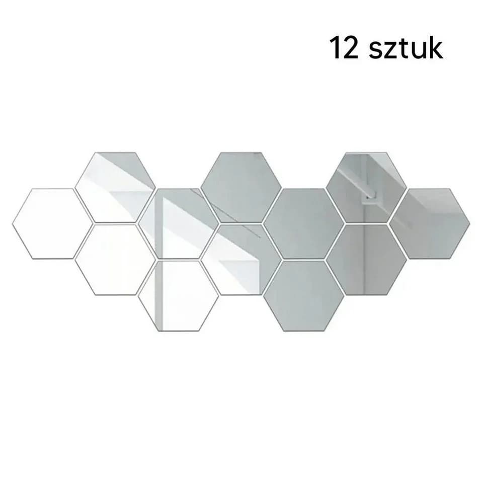 WS-Trend Wandspiegel Spiegelaufkleber 12er-Set Sechseck Acryl